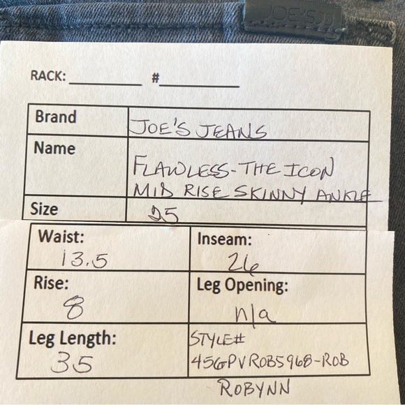 JOE'S JEANS Flawless - The Icon Mid Rise Skinny Ankle Robynn, size 25 - Picture 9 of 13